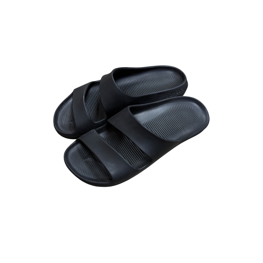 Bombas Friday Slides Black Two Strap EVA Foam Sandals Womens Size 9